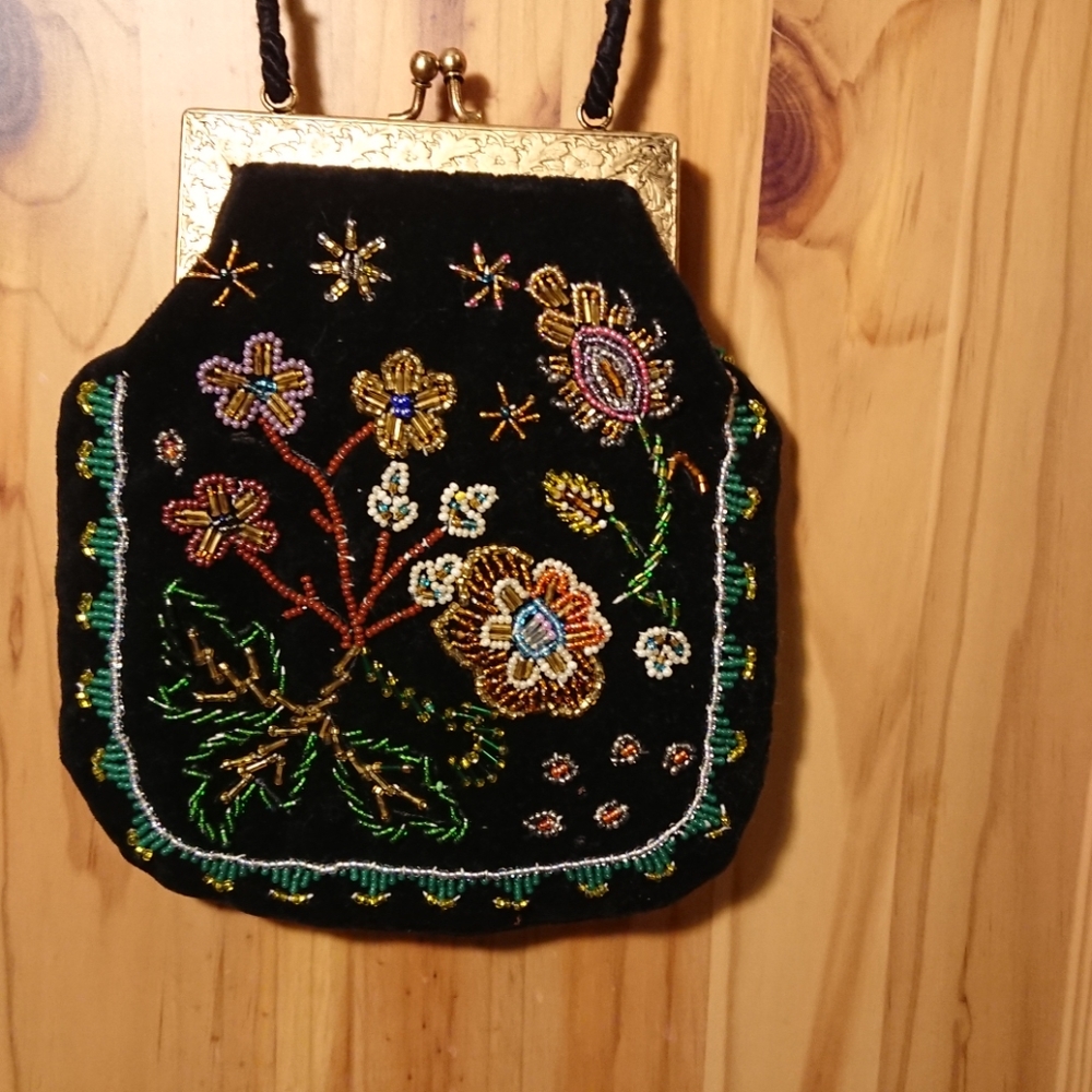 Vintage Black Beaded Purse